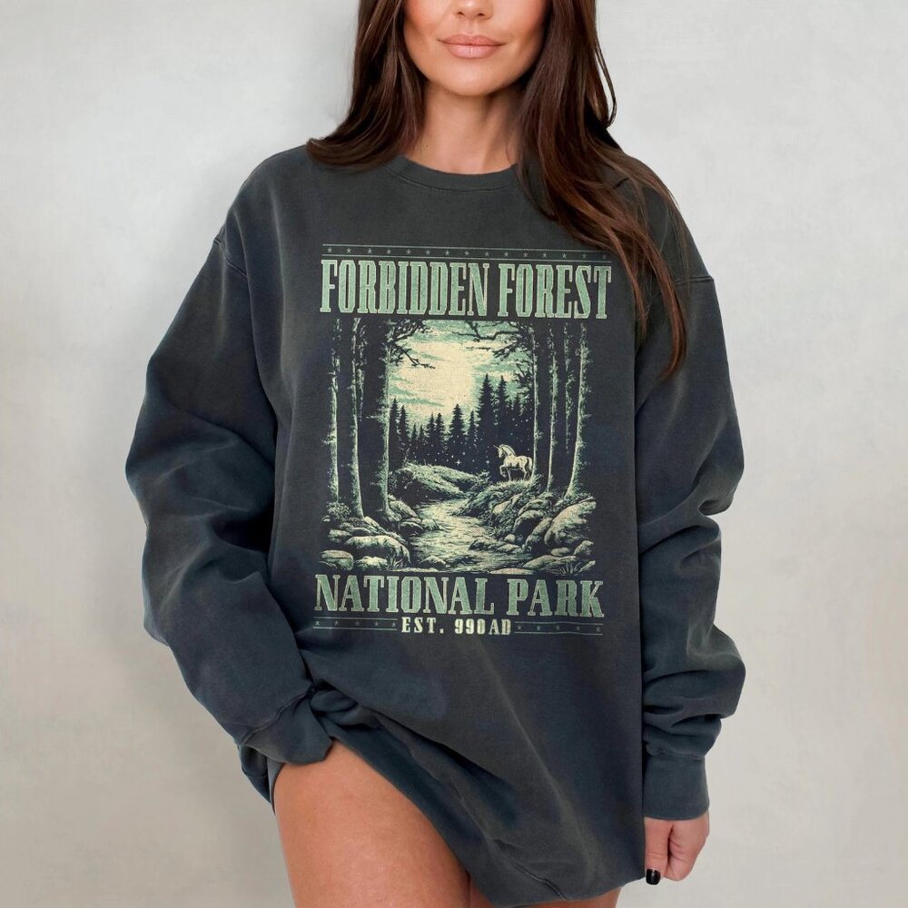 Forbidden Forest Sweatshirt Wizarding School Crewneck Reading Gift 05
